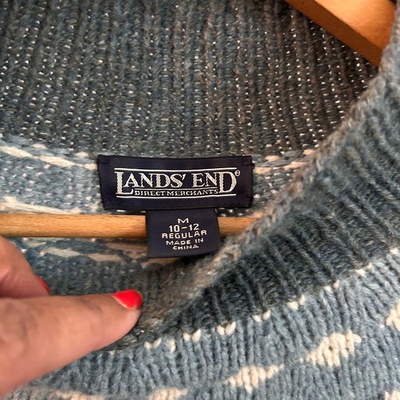 Lands End wool fair isle mock turtleneck sweater medium - Picture 5 of 9